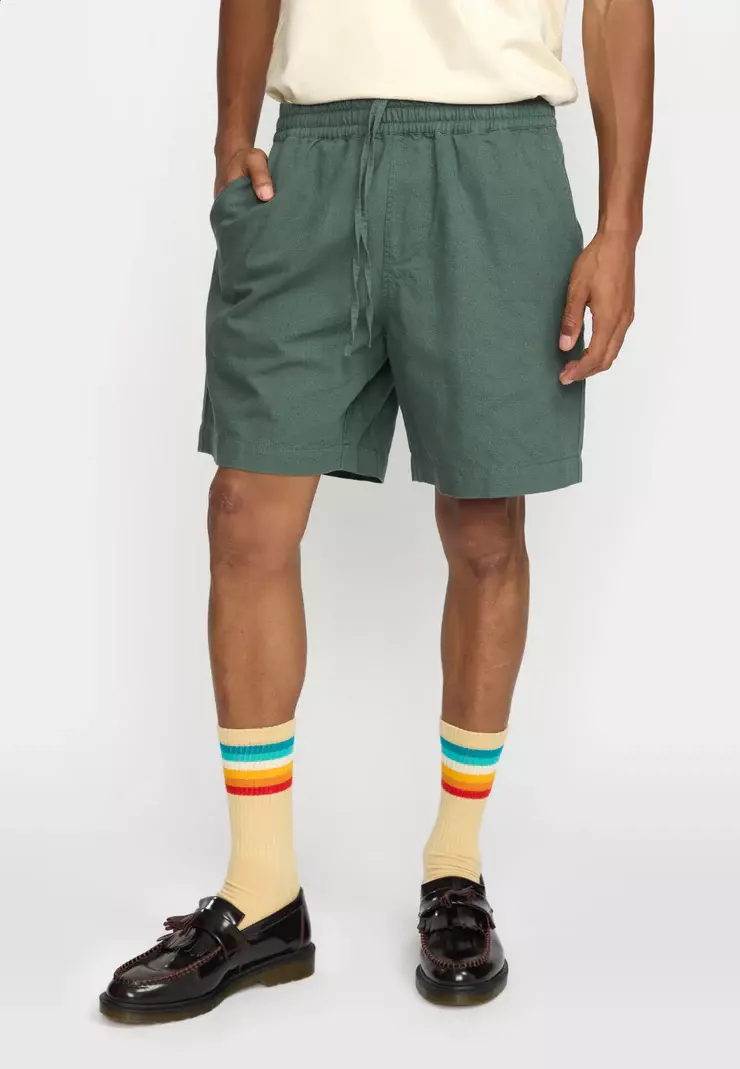 Revolution Dustgreen Linen Shorts Herren grün